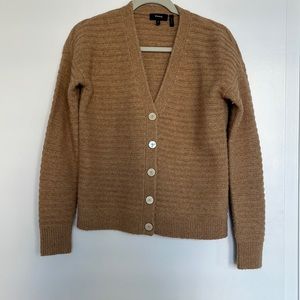 Theory beige ribbed cardigan